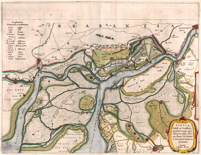 Zandvliet, Ooster- en Westerschelde 1645 Blaeu